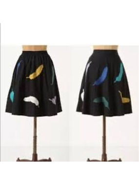 Anthropologie Girls From Savoy Black Feather Skirt Size 4